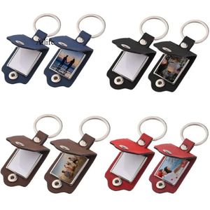 Sublimatie Keychain Diy Blank Leather Keychains fotolijst Key Chains Gift Keyring 0415 0416