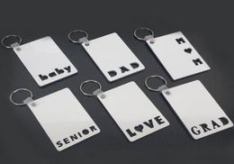 Sublimatie Keychain Love Grad Dad Mom Senior Key Chain Creative Diy Gift Blank MDF Keyrings 20PCS7480347
