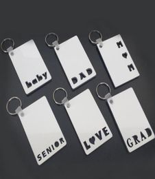 Sublimation Keychain Love Grad Dada Mom Senior Key Chain Creative DIY Gift Blank MDF Keyrings 20PCS1870817