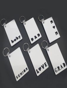 Sublimation Keychain Love Grad Dada Mom Senior Key Chain Creative DIY Gift Blank MDF Keyrings 20PCS5079449