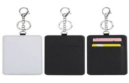 Sublimation Keychain Wallet Holder Sundries PU Leather ID Badge Card Holders Blocking Pocket for Offices School ID Driver Licence8700213