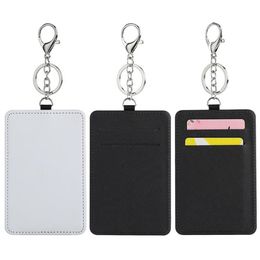 Sublimation Keychain Wallet Holder Sundries PU Leather ID Badge Card Holders Blocking Pocket for Offices School ID Driver Licence9679696