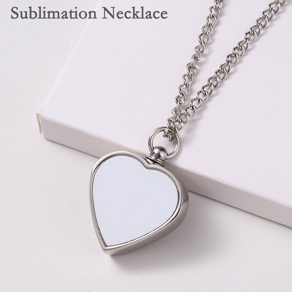 Sublimation amour coeur forme collier faveur personnalisé alliage plat chaîne bijoux pendentif Simple fête des mères cadeau RRA192