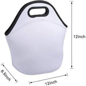 Sublimatie lunchtassen blanco's witte herbruikbare neopreen draagtas handtas geïsoleerde zachte doe-het-zelf schooltas voor thuis
