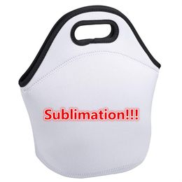 Sublimation Lunch Bags Néoprène Blancs Blanc Noir Réutilisable Sac Fourre-Tout Sac À Main Double Couche Isolé DIY École