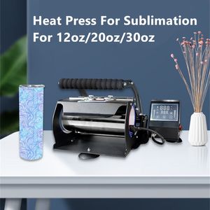Impresora de prensa de calor de mecanizado por sublimación para 20oz 30oz 12oz Skinny Straight Tumber 110V máquina de prensado por transferencia A12
