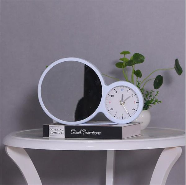 Espejo mágico de sublimación con reloj despertador, espejos de maquillaje LED, adornos de escritorio, fotos DIY en blanco, regalo de Navidad