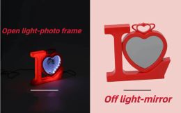 Miroirs magiques à sublimation LED avec feuille d'aluminium, cadre photo vierge, miroir en forme de cœur, chargeur USB, veilleuse pour cadeau de Saint-Valentin, nouveau