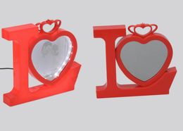 Sublimation Magic Mirrors Led with Alluminum Sheet Blank Photo Frame Heart Shape Mirror USB Charger Night Light For Valentine's Day gift1