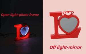 Sublimatie magische spiegels Led met aluminium vel Blanco fotolijst Hartvormige spiegel USB-oplader Nachtlampje voor Valentijnsdag cadeau nieuw