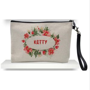 Sac de maquillage par sublimation, sac à main en lin pour cosmétiques, sacs de rangement quotidiens pour téléphone portable en plein air, cadeau de noël pour femmes E1018