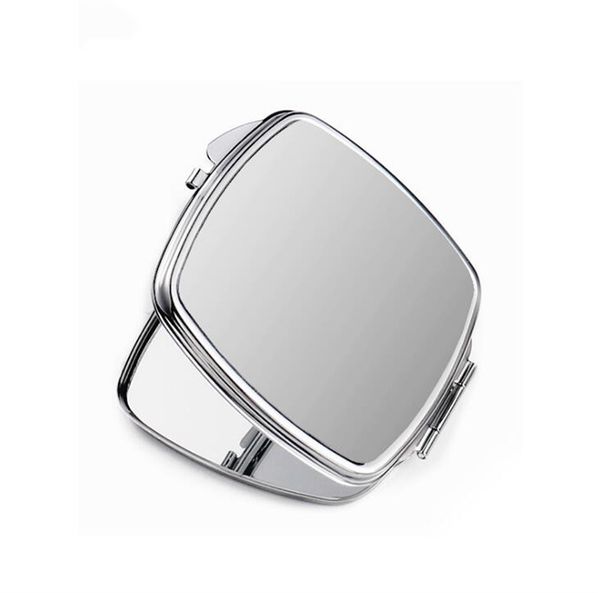 Miroirs de maquillage par sublimation en fer à 2 faces, feuille d'aluminium plaquée vierge, cadeau pour fille, cosmétique, miroir Compact, décoration Portable A02