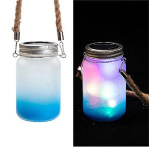 Sublimatie Mason Jar Lights Tumbler Led Fairy Lights gradi￫nt Mason Jar Deksels met hanger voor tuinwerf en gazon