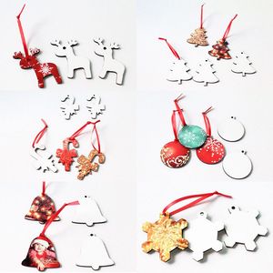 Sublimatie MDF Blanco Christmas Tree Decorations Snowflake Elk Snowman Pendant Room Decor