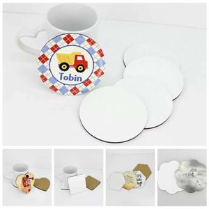 Sublimación MDF DIY aislado posavasos de madera en blanco accesorios de cocina estera taza barra taza bebida almohadillas