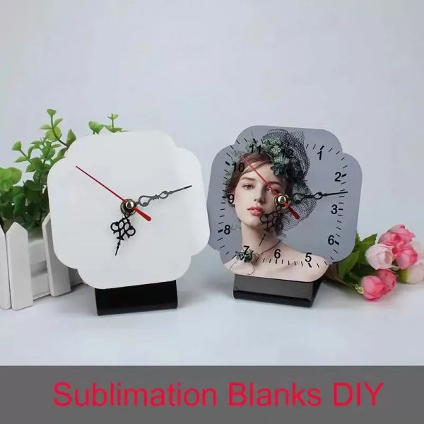 Sublimation MDF Frame photo en bois vide imprimable Modèle avec horloge DIY BOOD BLOCK PRINT CONDITS 0410