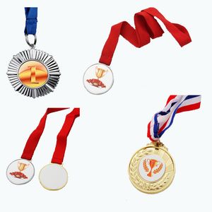 Medallas de sublimación Favor Medalla de premio de aleación de zinc DIY en blanco con premios de juegos de reunión de deportes de cinta