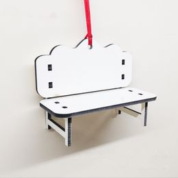 Sublimatie herdenkingsbanken hanger mdf kerstdecoratie blanco houten ornamenten gepersonaliseerde familie met rood touw