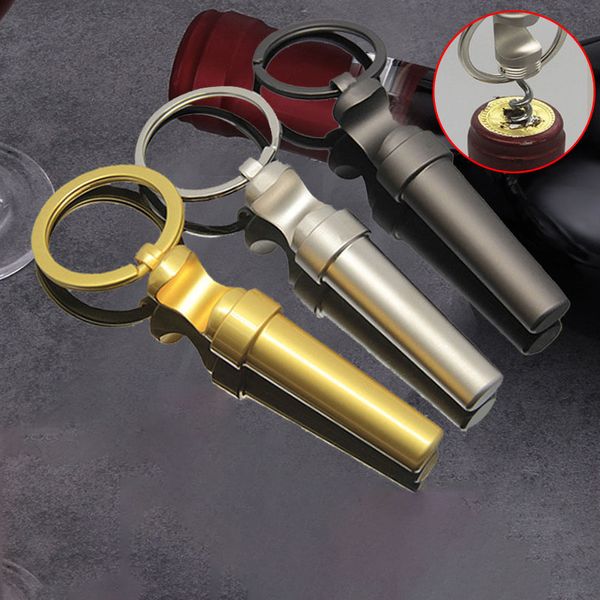 Ouvre-bouteille 3 en 1 multifonctionnel en alliage de Zinc par Sublimation, porte-clés, Mini ouvre-boîte de vin et de bière Portable en plein air, tire-bouchon en bois, outils de cuisine