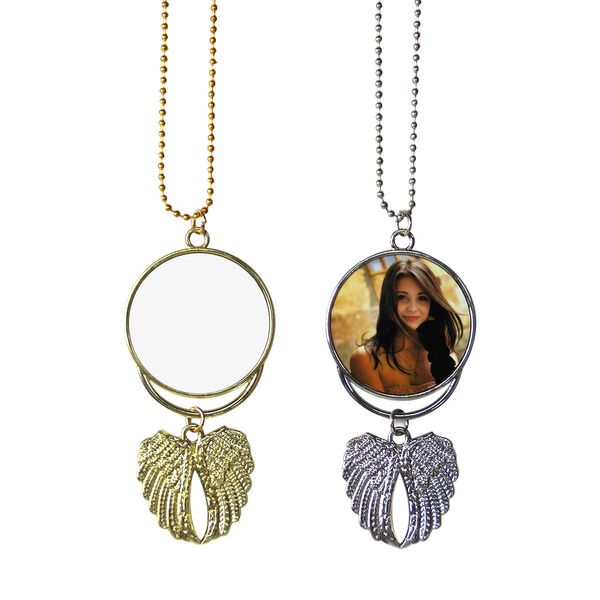 Sublimation Collier Blancs Pendentif Aile D'ange Colliers Décoration Suspendus Charme Ornements Bijoux Accessoires YYFA217