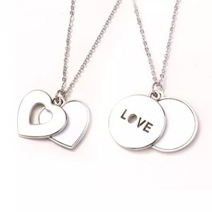 Collier de sublimation cadeau festif de la Saint-Valentin coeur sculpté rond pendentifs collier médaillon coulissant