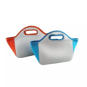 Sublimation Néoprène Sac À Lunch Blanc DIY Étudiant Isolation Sacs À Main Bleu Orange Boîte À Lunch Étanche Avec Fermeture À Glissière Pour Adultes Enfants Z11