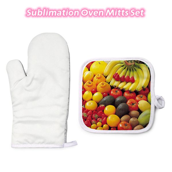 El juego de manoplas para horno de sublimación incluye guantes para horno resistentes al calor en blanco y soportes para ollas de sublimación en blanco z11