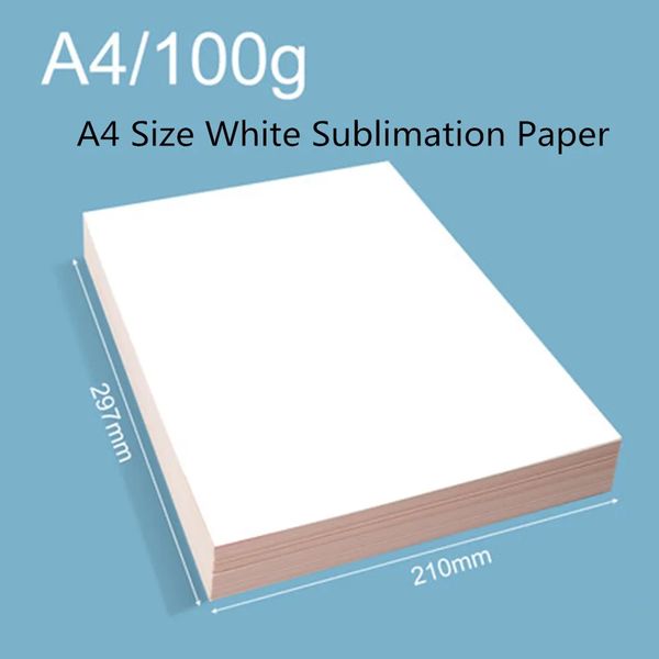 Papel de sublimación 100 g/m² Transferencia de calor 100 hojas Papeles A4 de secado rápido Funciona con tinta de sublimación e impresoras de inyección de tinta E Sawgrass para tazas Camisetas Tela ligera