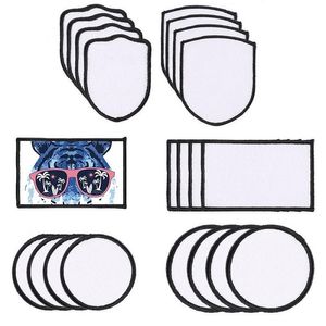 Sublimatie Patch Blanks Stof Iron-on Blank Patches 3 Shapes Reparatie Thermische Transfer Pad voor Kleding Hoeden Uniformen Rugzakken Zwart Frame