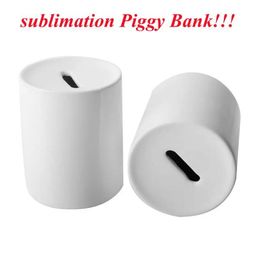 Sublimation Piggy Bank Céramic Coin Bank Money Box pour espèces Sauver de l'argent Banque garçons garçons Kids Storage Jars DIY DIY GIED8798131