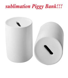 Sublimation Piggy Bank Céramic Coin Bank Money Box pour espèces Sauver de l'argent Banque garçons garçons Kids Storage Jars DIY GIFE1919080