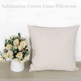 Sublimation taie d'oreiller blanc coton lin taie d'oreiller bricolage canapé housse de coussin maison chambre décorative jeter oreiller couvre