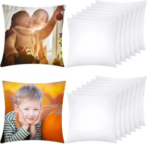 Sublimation Taie d'oreiller Blanc Housses de coussin Blanks Covers Heat Transfer Covers Polyester Peach Skin Throw 15,7 x 15,7 pouces NOUVEAU