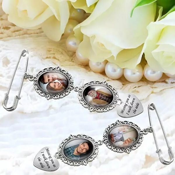 Sublimation Broche Broche Fête De Mariage Faveur Pendentifs En Métal Bouquet Photo Charmes Broches DIY Cadeau FY5728