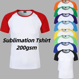 Sublimatie Raglan Sleeve Shirt Polyester Shirt Party Supplies unisex katoenen gevoel shirt aanpassing shirt logo printing