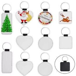 Sublimatie ruwe sleutelhanger polyurethaan leer Kerst warmteoverdracht sleutelhanger DIY ambachtelijke benodigdheden wly935302v