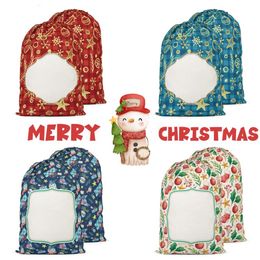 Sublimation Santa Sacks Noël Personnalisé Buffalo Plaid Sublimation Cordon Bonbons Sacs SN6782