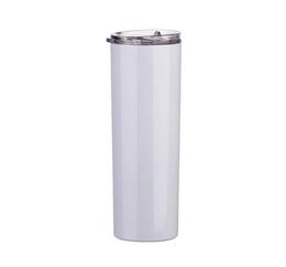 Vasos rectos de sublimación, taza blanca en blanco con tapa, capa de pintura de paja, taza para beber de acero inoxidable, taza aislada al vacío LSK1621