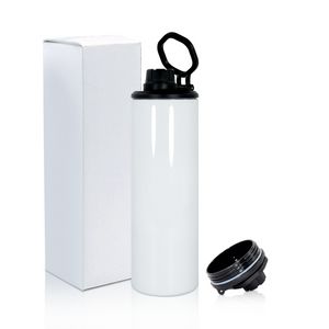 Sublimatie Sport Tumbler draagbare dubbele wand geïsoleerde vacuümwaterfles met flip top deksel gedraaide stro warmte persdruk twee deksels SS1105