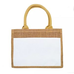 Sacs de stockage de sublimation Linen Shopping Tote Bag Blank Heat Press Home Jute Bags