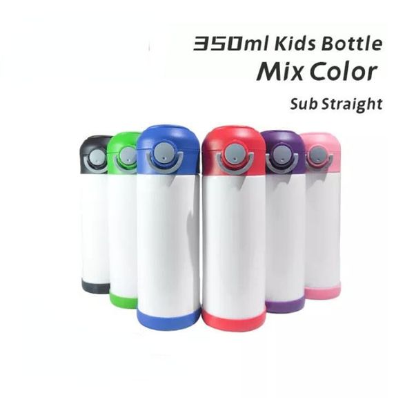 sublimation droite enfants bouteille bounce couvercles avec poignée gobelet 12 oz bouteille d'eau flip tops couvercles gobelet