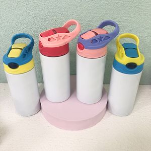 Sublimatie Straight Tumbler 12oz Lege DIY Sippy Cup Roestvrijstalen Melk Mokken Kerstcadeaus voor kinderen Flip Top Flessen