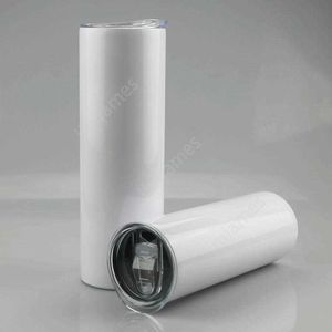 Sublimatie Straight Tumbler roestvrijstalen lege witte beker met deksel cilinderfles Gratis snelle verzending DAJ209