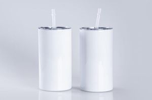 Sublimación Tumblers rectas en blanco 12 15 20 oz Copas de acero inoxidable Tazas de viaje de vaso Botella de agua aislada YFAB23012950746