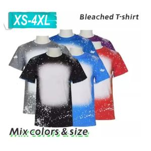 Sublimatie Tees Shirts Warmteoverdracht Blank Bleach Shirt Gebleekte Polyester T-shirts US Mannen Vrouwen Feestartikelen AU21