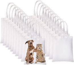 Sublimation Tote Bags Favor Blank Canvas Grocery Bags pour la décoration et le bricolage Crafting White bb0207