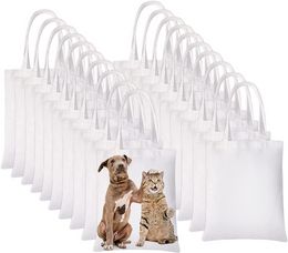 Sublimatie Tote -tassen geven de voorkeur aan lege canvas boodschappentassen voor decoreren en doe -het -zelf -knutselen Witte DHL P0927