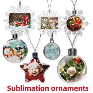 sublimation ornement de noël transparent double face imprimé sublimation pendentif bricolage décorations d'arbre de noël