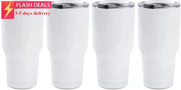 Sublimation Tumbler Blanks 30 OZ Blanco Acero inoxidable Coffee Travel Tumbler Car Cups con tapa Sublimation Mugs Cups Wholesale FY5615