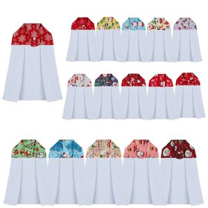 Serviette de gaufre de sublimation nappe à suspendre de noël avec bouton cuisine salle de bain essuie-mains A02